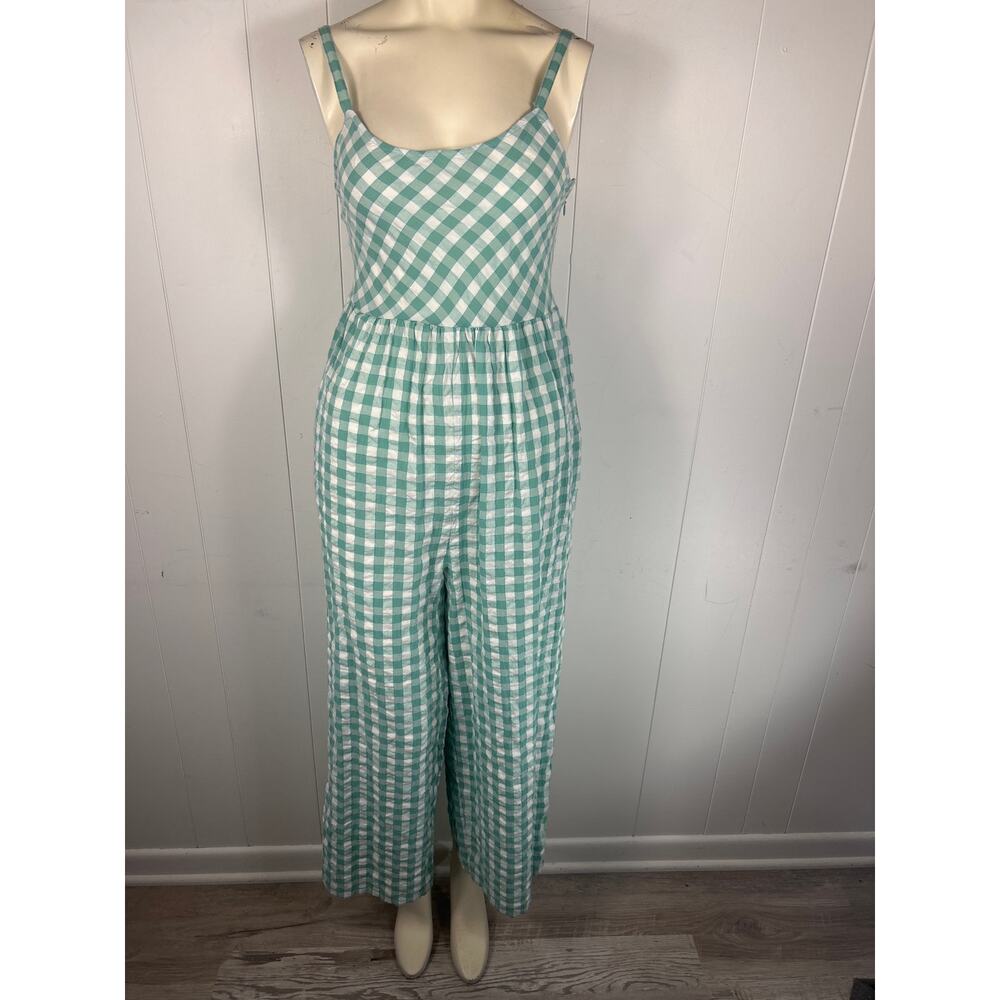 Nordstrom Green Gingham Tie Back Ankle Jumpsuit Size S. NWOT - Picture 3 of 7